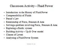 Classroom Activity – Fluid Power