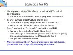 Logistics for P5