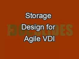Storage Design for Agile VDI