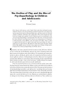  The Decline of Play and the Rise of Psychopathology in Children and Adolescents