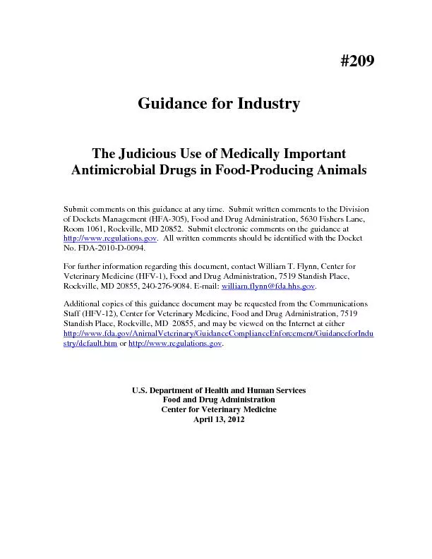 Guidance for IndustryThe Judicious Use of Medically Important Antimicr