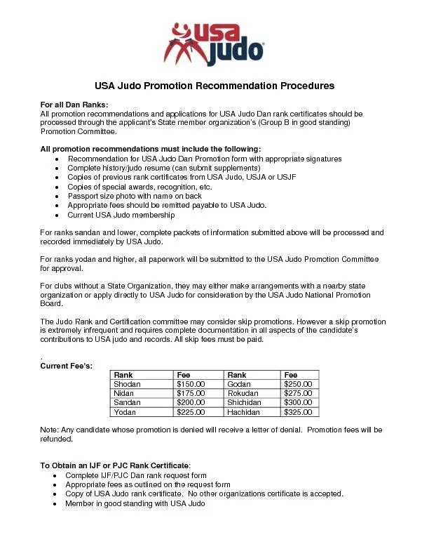 USA Judo Promotion Recommendation Procedures