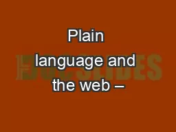 Plain language and the web –
