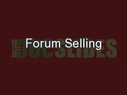 Forum Selling