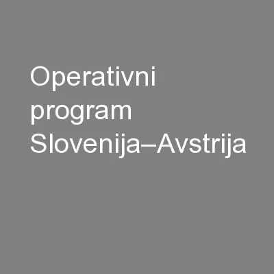 Operativni program Slovenija–Avstrija