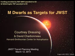 M Dwarfs as Targets for JWST