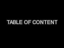 TABLE OF CONTENT