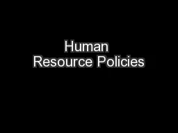 Human Resource Policies