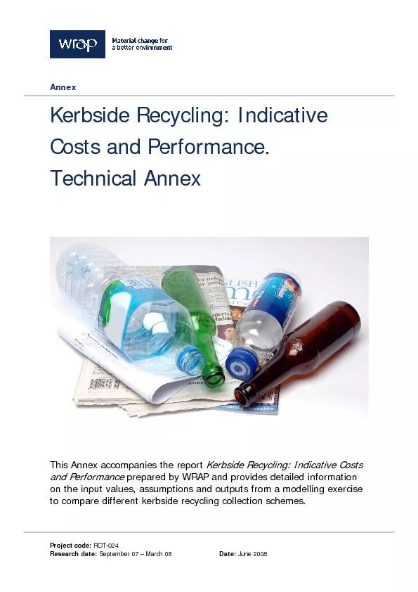 Annex Kerbside Recycling: Indicative Costs and Performance.