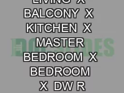 LIVING  X  BALCONY  X  KITCHEN  X  MASTER BEDROOM  X  BEDROOM  X  DW R