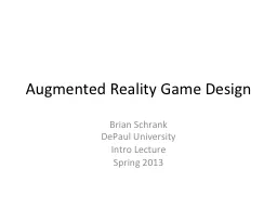 Augmented Reality Game Design