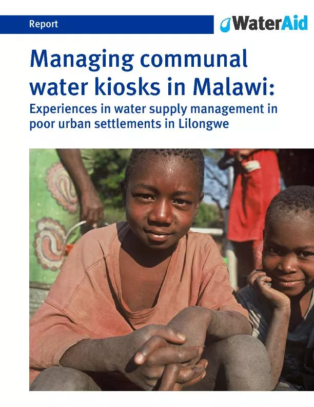 A WaterAid report Front cover image: WaterAid/Jon Spaull