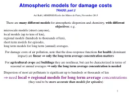 1 Atmospheric models for damage costs