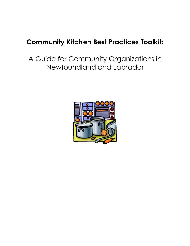 Community Kitchen Best Practices Toolkit: