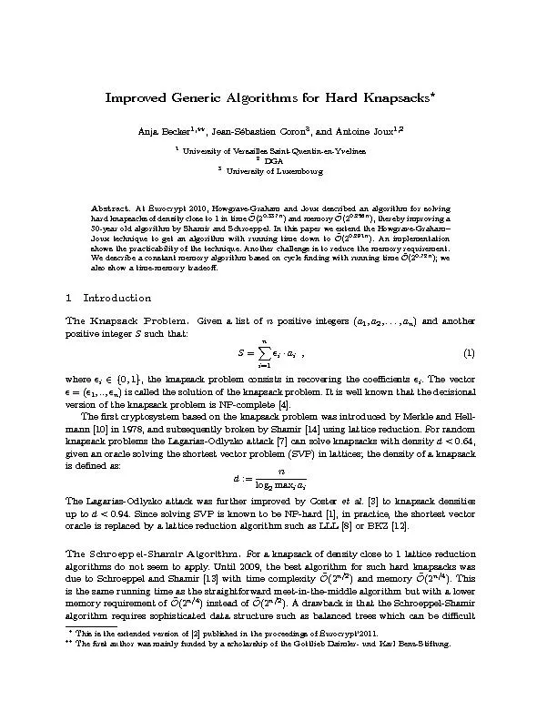 2toimplementinpractice.AsimplerbutheuristicvariantofSchroeppel-Shamirw