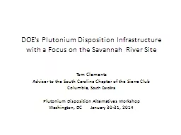 DOE’s Plutonium Disposition Infrastructure