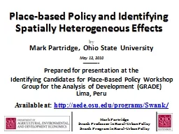 1 Place-based Policy and Identifying Spatially Heterogeneou