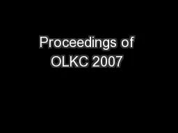 Proceedings of OLKC 2007 