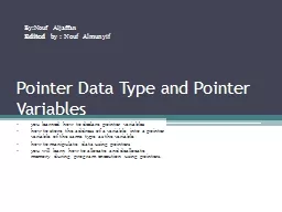 Pointer Data Type and Pointer Variables