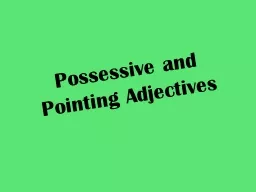Possessive and Pointing Adjectives