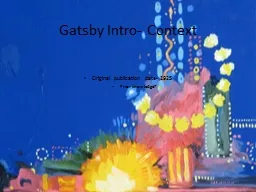 Gatsby Intro- Context