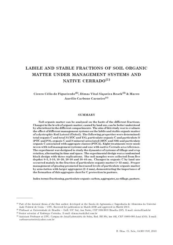 LABILE AND STABLE FRACTIONS OF SOIL ORGANIC MATTER UNDER MANAGEMENT SY