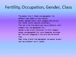 Fertility, Occupation, Gender, Class