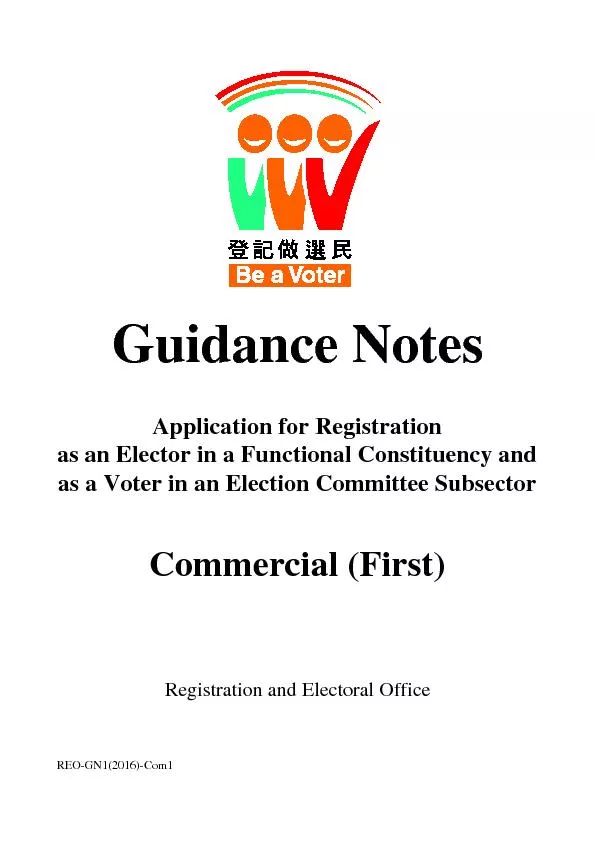 Guidance NotesApplication for Registrationas an Elector in a Functiona
