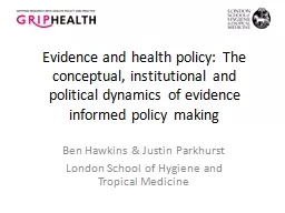 Evidence and health policy: The conceptual, institutional a