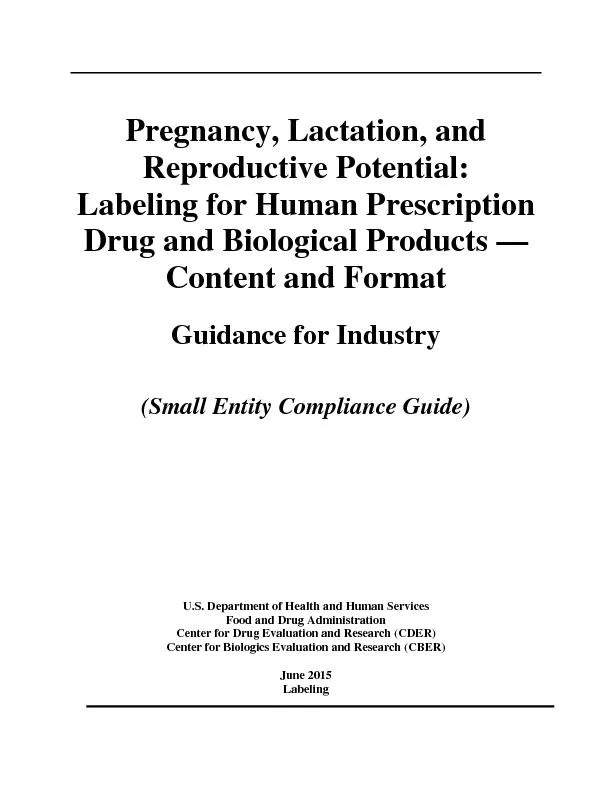 PregnancyLactation, and Reproductive PotentialLabeling for Human Presc
