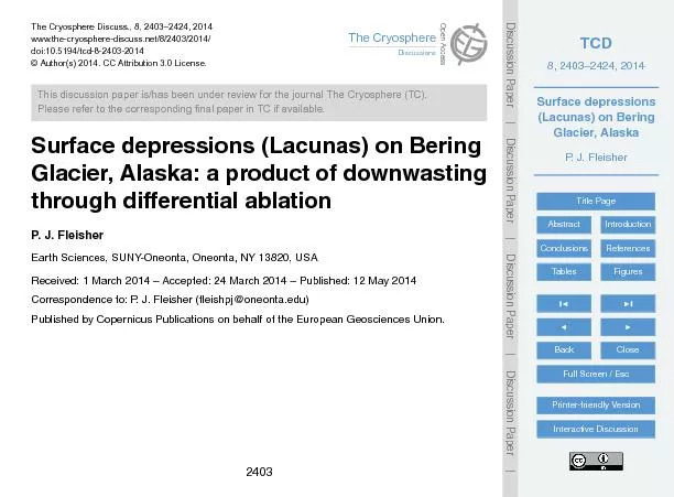 Surfacedepressions(Lacunas)onBeringGlacier,AlaskaP.J.Fleisher
...