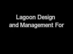Lagoon Design and Management For