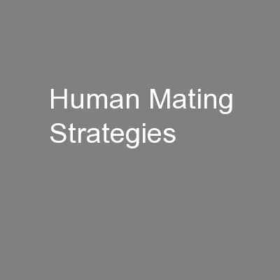 Human Mating Strategies