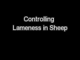 Controlling Lameness in Sheep