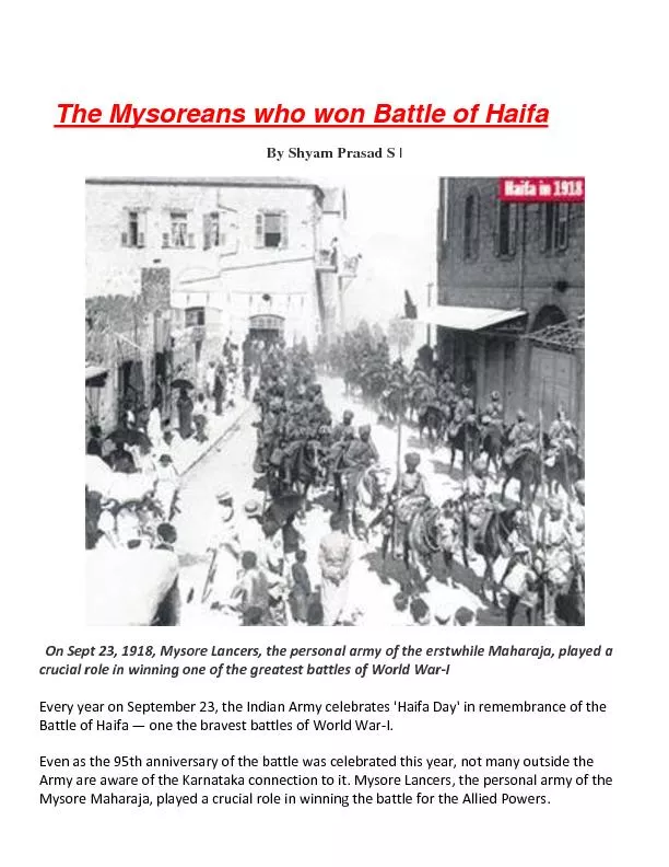 The Mysoreans who won Battle of Haif