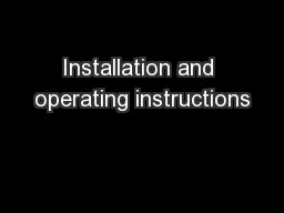 Installation and operating instructions