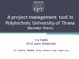 A project management tool in Polytechnic University of Tira