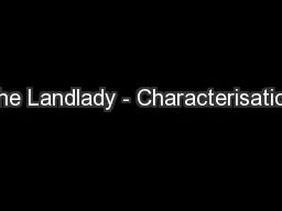 The Landlady - Characterisation