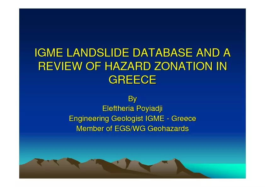 IGME LANDSLIDE DATABASE AND A IGME LANDSLIDE DATABASE AND A REVIEW OF