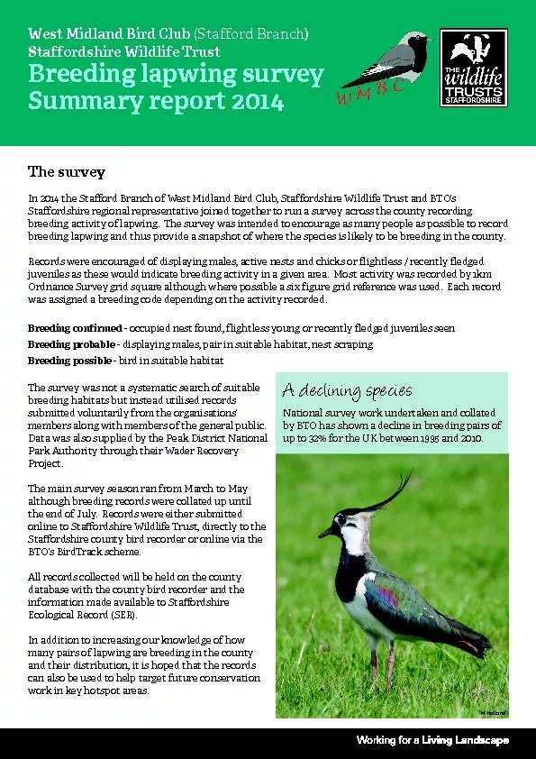 The survey In 2014 the Stafford Branch of West Midland Bird Club, Staf