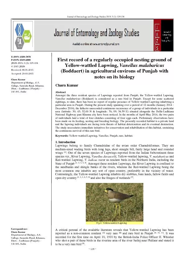 Journal of Entomology and Zoology Studies 2015; 3 (1): 129-134E-ISSN:
