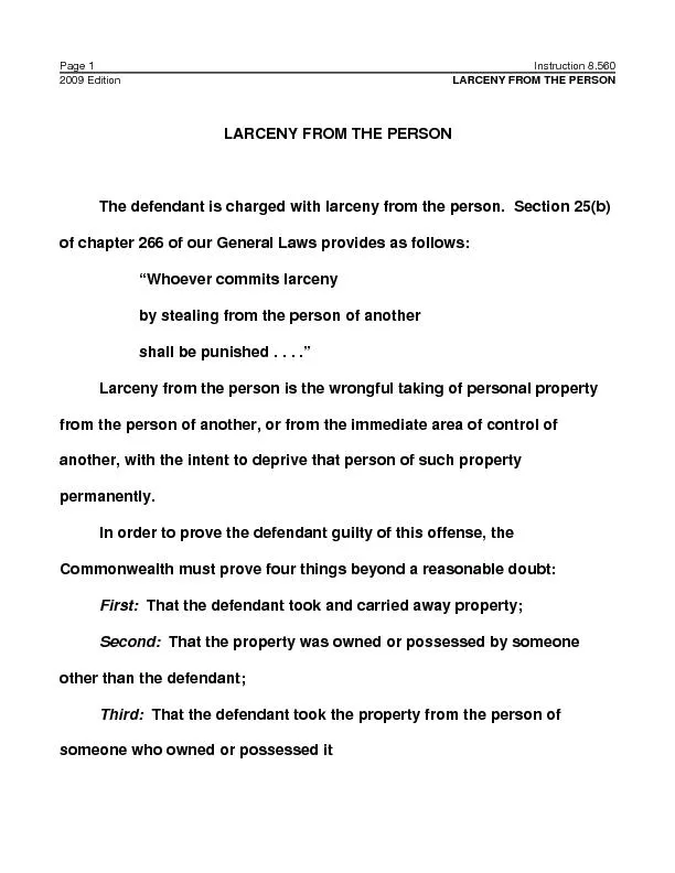 Instruction 8.560Page 2LARCENY FROM THE PERSON2009 Edition