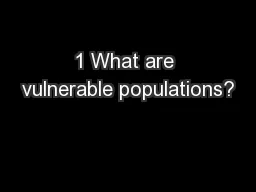1 What are vulnerable populations?