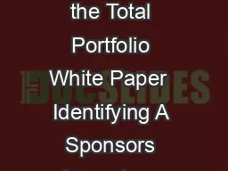 Identifying A Sponsors Impact on Total Returns Performance Attribution for the Total Portfolio White Paper  Identifying A Sponsors Impact on Total Returns Performance Attribution for the Total Portfo