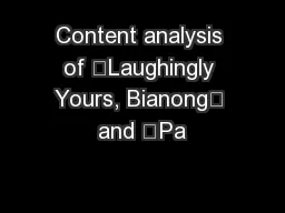 Content analysis of ‘Laughingly Yours, Bianong’ and ‘Pa