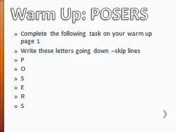 Warm Up: POSERS