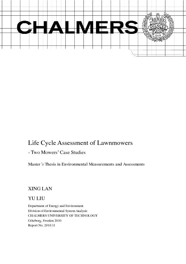 Life Cycle Assessment of Lawnmowers