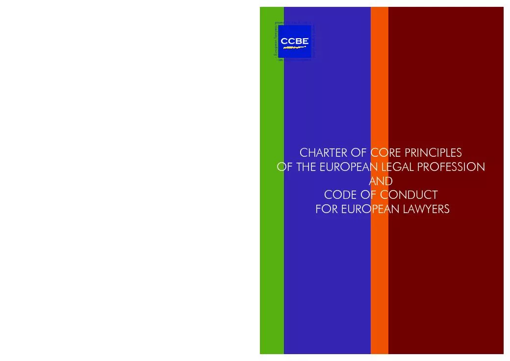 ChaRTER oF CoRE pRInCIplEs FoR EuRopEan lawyERs