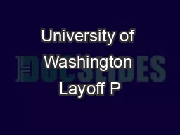 University of Washington Layoff P