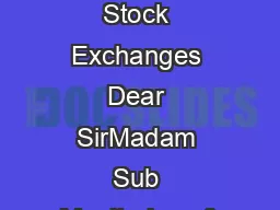 Page of CIRCULAR CIRCFDDIL  August    To All Recognized Stock Exchanges Dear SirMadam